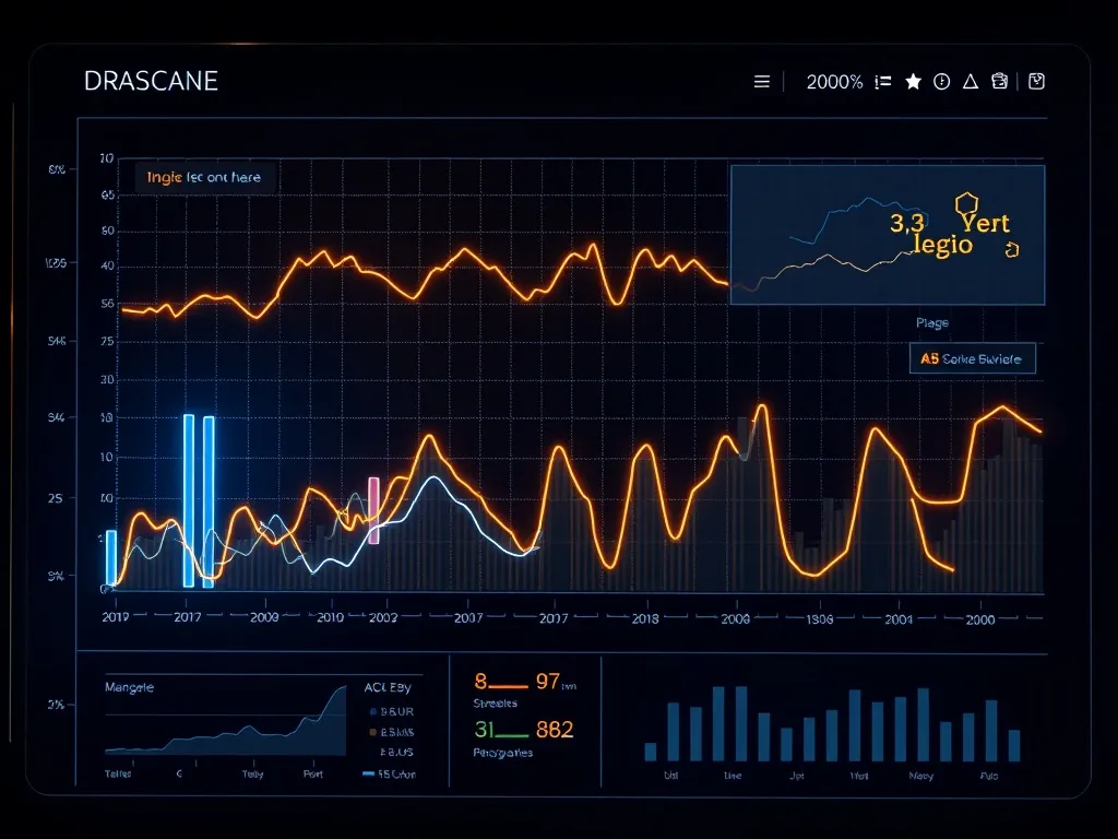 Clean futuristic data dashboard with golden and blue neon li